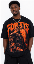 Front-facing model wearing the Fortis Halloween Double M T.